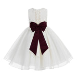 Ivory Lace Organza Flower Girl Dress Elegant Formal Junior Beauty Pageant Communion Baptism 186T(2)