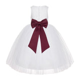 White Floral Lace Flower Girl Dress Special Occasions Wedding Christening Communion Baptism LG7(2)