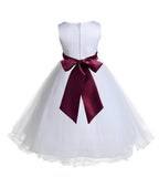 White Formal Wedding Pageant Special Occasions Rattail Edge Tulle Flower Girl Dress 829S(2)