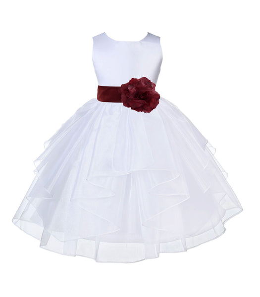 White Shimmering Organza Flower Girl Dress Wedding Junior Bridesmaid Pageant Special Events 4613S(2)