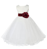 Ivory Formal Wedding Pageant Special Occasions Rattail Edge Tulle Flower Girl Dress 829T(2)