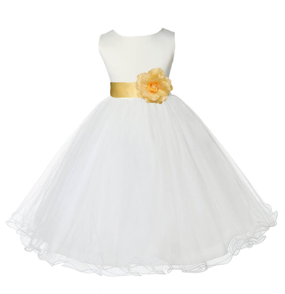 Ivory Formal Wedding Pageant Special Occasions Rattail Edge Tulle Flower Girl Dress 829S(3)