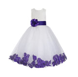 White Floral Lace Heart Cutout Rose Petals Flower Girl Dress Junior Bridesmaid Special Event 185T(5)