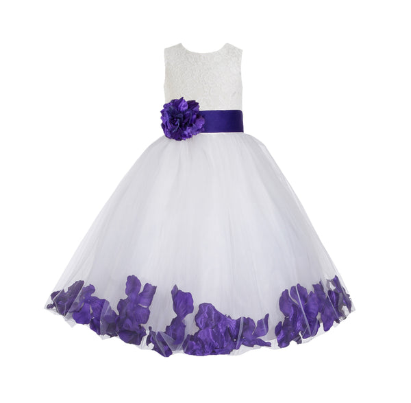 Ivory Floral Lace Heart Cutout Rose Petals Flower Girl Dress Junior Bridesmaid Special Event 185T(5)