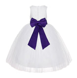 White Floral Lace Flower Girl Dress Special Occasions Wedding Christening Communion Baptism LG7(3)