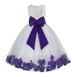Ivory Floral Lace Heart Cutout Rose Petals Flower Girl Dress Junior Bridesmaid Special Event 185T(5)