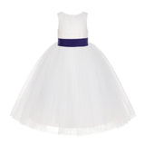 Ivory Floral Lace Flower Girl Dress Special Events Christening Pageant Gown Communion Recital LG7(3)