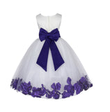 Ivory Tulle Floral Lace Top Rose Petals Flower Girl Dress Wedding Pageant Special Occasions 165T(1)