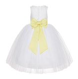 White Floral Lace Flower Girl Dress Special Occasions Wedding Christening Communion Baptism LG7(2)