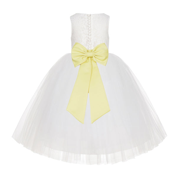 Ivory Floral Lace Flower Girl Dress Special Events Christening Pageant Gown Communion Recital LG7(2)