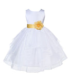 White Shimmering Organza Flower Girl Dress Wedding Junior Bridesmaid Pageant Special Events 4613S(3)