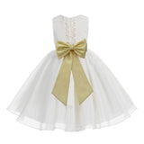 Ivory Lace Organza Flower Girl Dress Elegant Formal Junior Beauty Pageant Communion Baptism 186T(1)