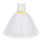 White Floral Lace Flower Girl Dress Special Occasions Wedding Christening Communion Baptism LG7(2)