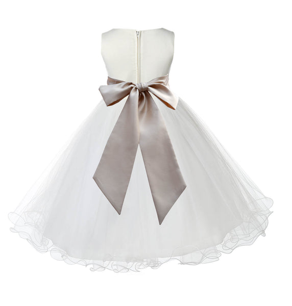 Ivory Formal Wedding Pageant Special Occasions Rattail Edge Tulle Flower Girl Dress 829S(2)