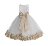 White Floral Lace Heart Cutout Rose Petals Flower Girl Dress Junior Bridesmaid Special Event 185T(1)