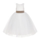 Ivory Floral Lace Flower Girl Dress Special Events Christening Pageant Gown Communion Recital LG7(2)