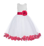 Ivory Floral Lace Heart Cutout Rose Petals Flower Girl Dress Junior Bridesmaid Special Event 185T(5)