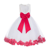 White Floral Lace Heart Cutout Rose Petals Flower Girl Dress Junior Bridesmaid Special Event 185T(5)