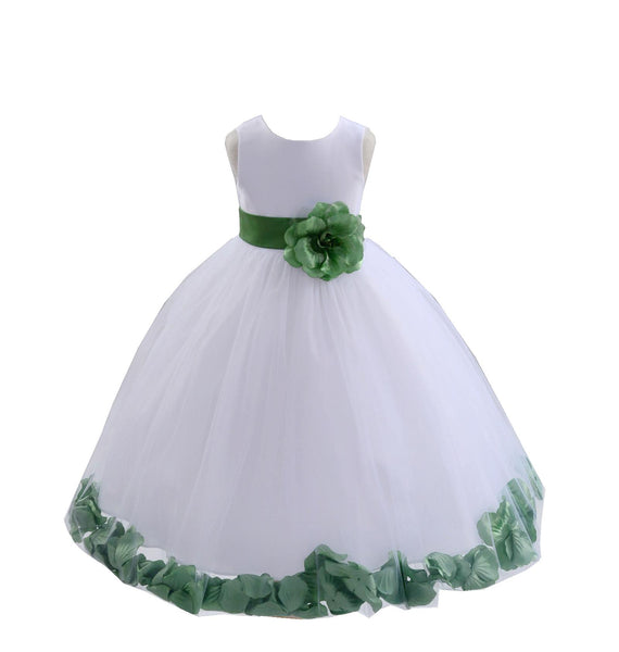 Ivory Tulle Floral Petals Flower Girl Dress Special Occasions Junior Pageant Wedding Holiday 302S(2)