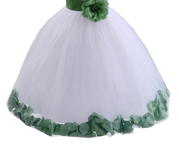 White Floral Lace Heart Cutout Rose Petals Flower Girl Dress Junior Bridesmaid Special Event 185T(1)
