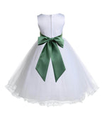 White Formal Wedding Pageant Special Occasions Rattail Edge Tulle Flower Girl Dress 829S(1)