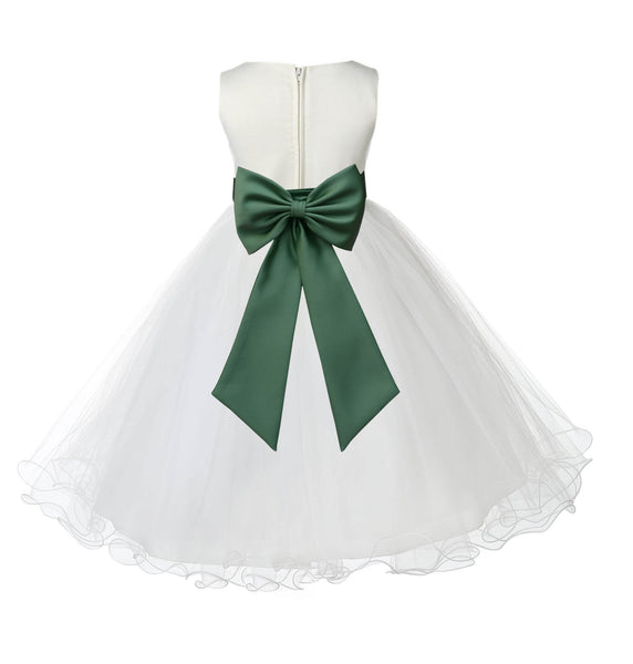 Ivory Formal Wedding Pageant Special Occasions Rattail Edge Tulle Flower Girl Dress 829T(1)