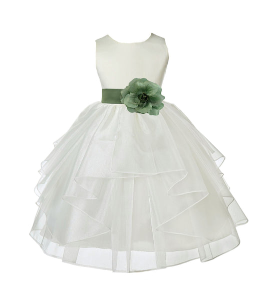 Ivory Shimmering Organza Flower Girl Dress Wedding Junior Bridesmaid Pageant Special Events 4613S(1)