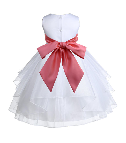 White Shimmering Organza Flower Girl Dress Wedding Junior Bridesmaid Pageant Special Events 4613S(1)