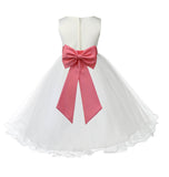 Ivory Formal Wedding Pageant Special Occasions Rattail Edge Tulle Flower Girl Dress 829T(1)