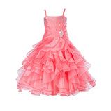 Elegant Rhinestone Organza Pleated Ruffled Beauty Pageant Special Occasion Flower Girl Dress 164S(1)