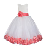 Ivory Floral Lace Heart Cutout Rose Petals Flower Girl Dress Junior Bridesmaid Special Event 185T(5)