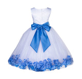 White Lace Top Tulle Floral Petals Flower Girl Dress Birthday Girl Junior Pageant Bridesmaid 165S(1)