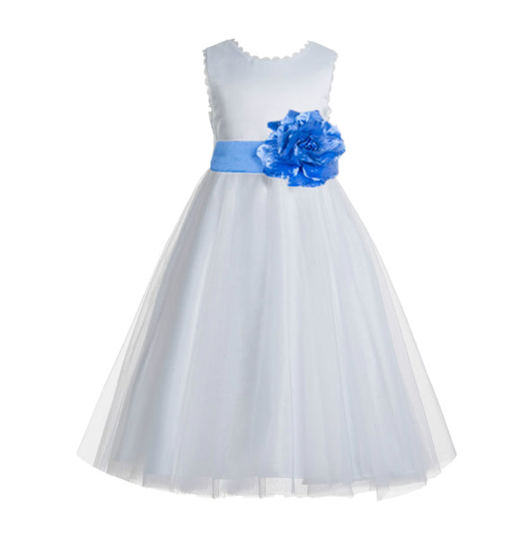 Ivory V-Back Lace Edge Flower Girl Dress Junior Pageant Special Occasion Formal Evening Gown 183T(1)