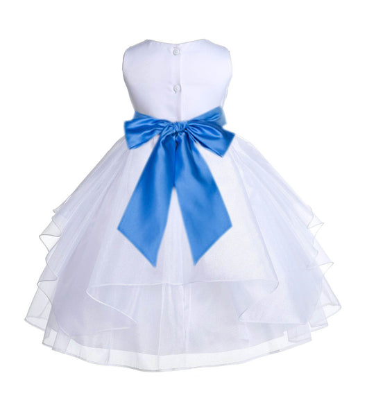 White Shimmering Organza Flower Girl Dress Wedding Junior Bridesmaid Pageant Special Events 4613S(5)