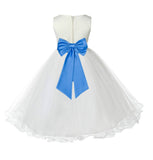 Ivory Formal Wedding Pageant Special Occasions Rattail Edge Tulle Flower Girl Dress 829T(5)