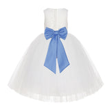 Ivory Floral Lace Flower Girl Dress Special Events Christening Pageant Gown Communion Recital LG7(4)