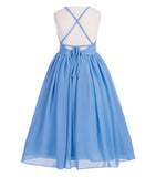 Criss-Cross Chiffon Flower Girl Dress Special Occasion Dresses Pageant Gown Junior Princess 191(2)