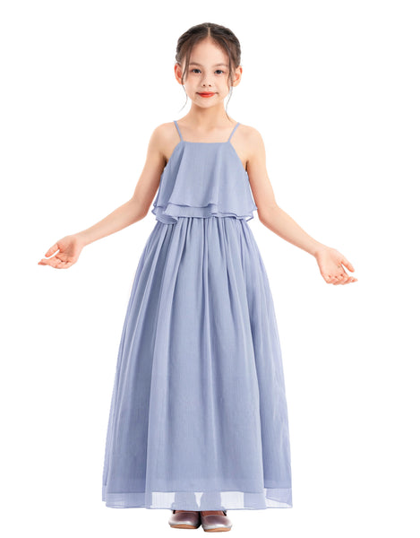 A-Line Ruffle Chiffon Flower Girl Dresses for Special Occasions Junior Pageant Princess Gown 192