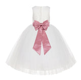 Ivory Floral Lace Flower Girl Dress Special Events Christening Pageant Gown Communion Recital LG7(4)