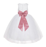 White Floral Lace Flower Girl Dress Special Occasions Wedding Christening Communion Baptism LG7(4)