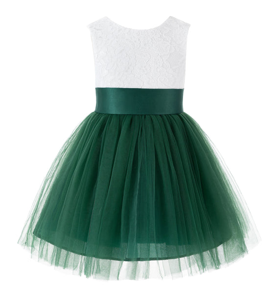 Backless V-Back Lace Flower Girl Dress Mini Bridal Gown Toddler Special Occasion Formal Dresses 206T