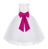 White Floral Lace Flower Girl Dress Special Occasions Wedding Christening Communion Baptism LG7(1)