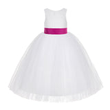 White Floral Lace Flower Girl Dress Special Occasions Wedding Christening Communion Baptism LG7(1)