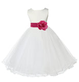 Ivory Formal Wedding Pageant Special Occasions Rattail Edge Tulle Flower Girl Dress 829T(1)