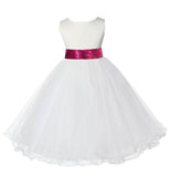 Ivory Formal Wedding Pageant Special Occasion Rattail Edge Tulle Sequin Mesh Flower Girl Dress 829mh