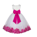 Ivory Tulle Floral Lace Top Rose Petals Flower Girl Dress Wedding Pageant Special Occasions 165T(1)