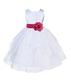 White Shimmering Organza Flower Girl Dress Wedding Junior Bridesmaid Pageant Special Events 4613S(1)