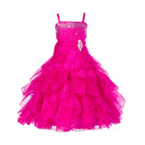 Elegant Rhinestone Organza Pleated Ruffled Beauty Pageant Special Occasion Flower Girl Dress 164S(1)