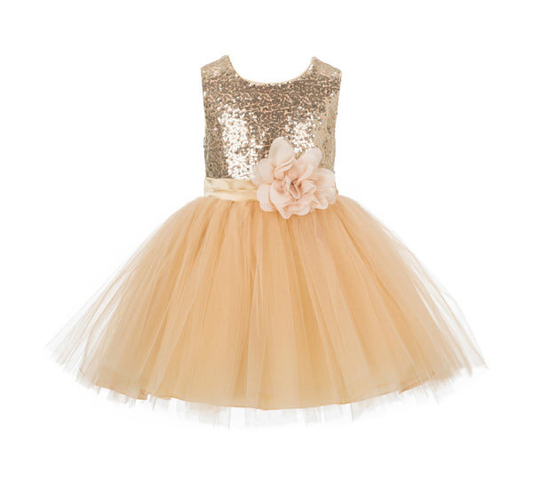Sparkling Sequins Mesh Tulle Flower Girl Dress Wedding Pageant Toddler Holiday Gown Occasions 124