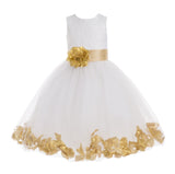 White Floral Lace Heart Cutout Rose Petals Flower Girl Dress Junior Bridesmaid Special Event 185T(3)